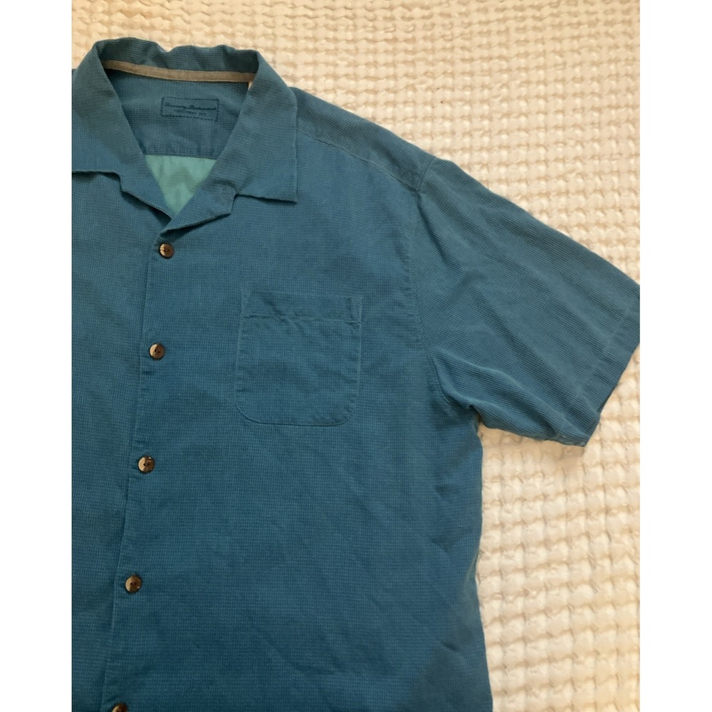 Tommy Bahama Original‎ Fit 100% Silk Shirt Mens XXL Blue Green Hawaiian Style